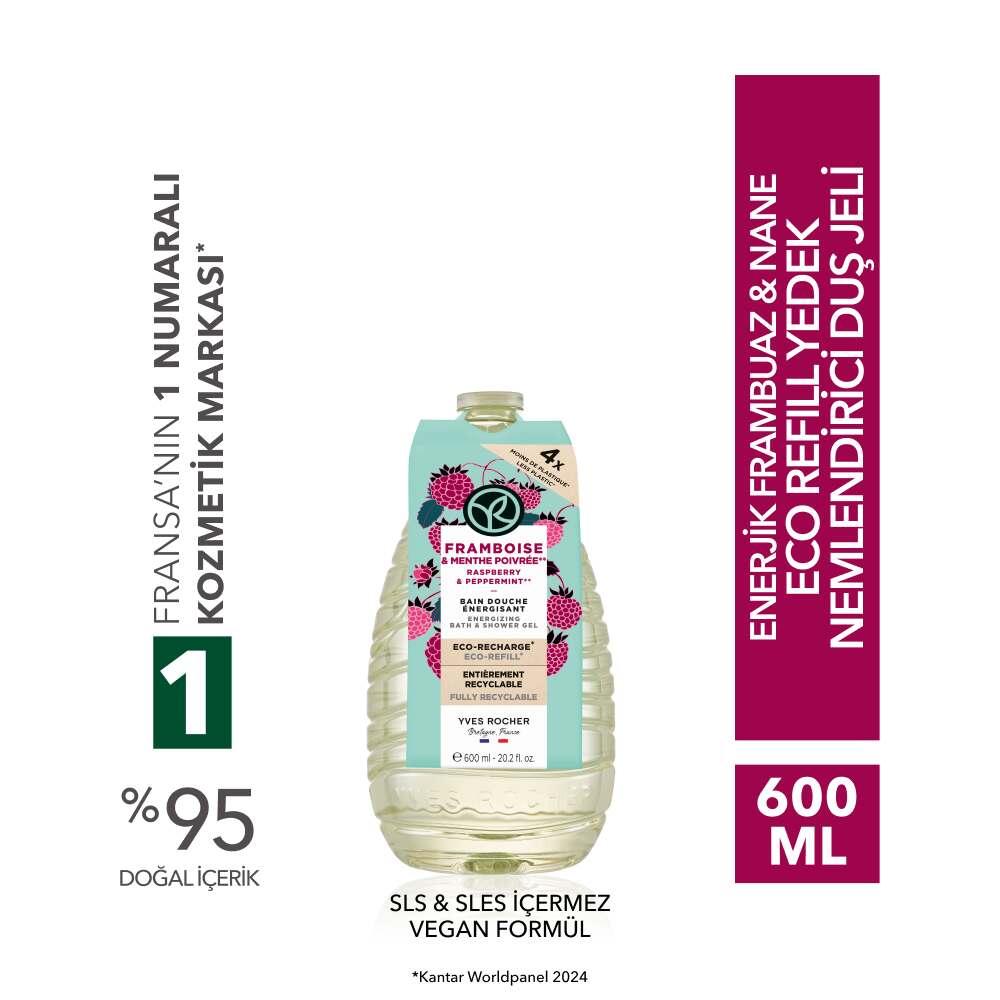 Yves Rocher Eco Refill Energizing Raspberry & Mint Shower Gel 600ml