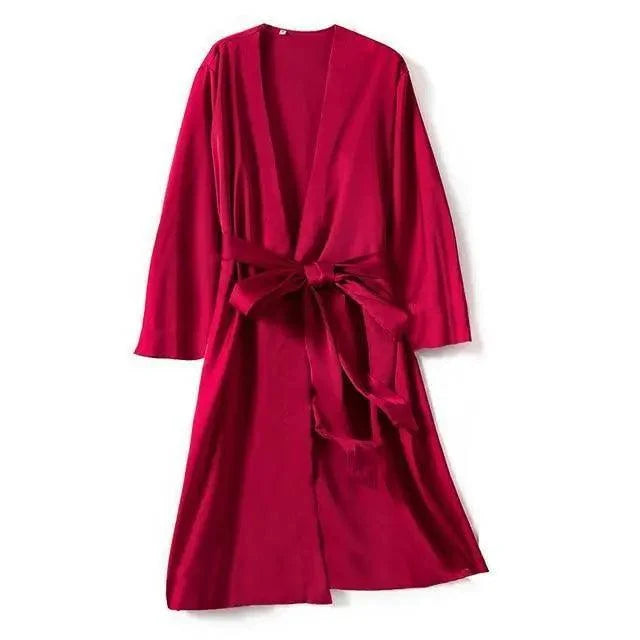 Ladies Fashion Red Soft Short Sleepwear For Women Trendy Women's Comfortable V Neck Bathrobe  Bridesmaid Bride Party Robes