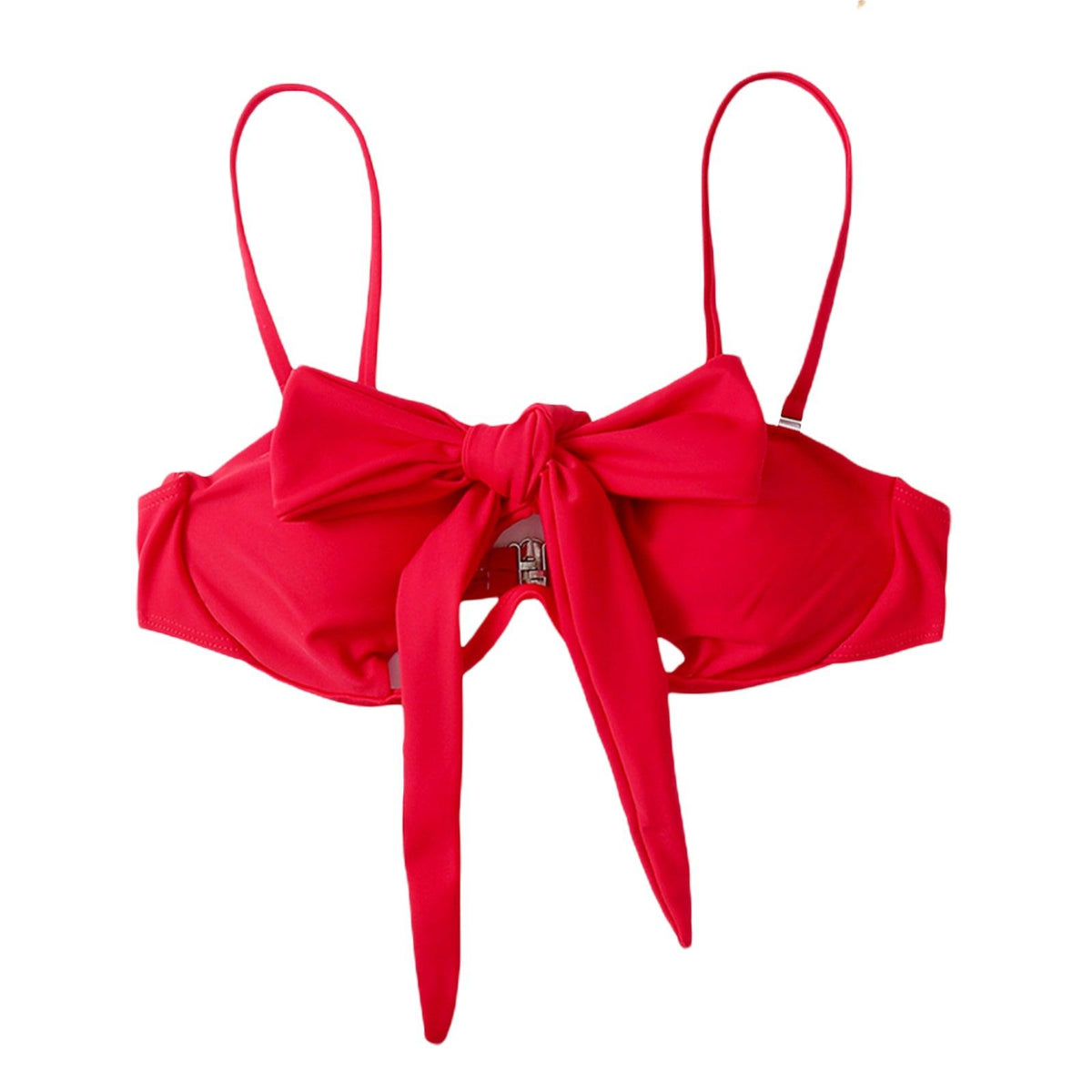 Ladies Summer Solid Color  Swimsuit Female Detachable Shoulder Strap Halter Bikini Women's Bikini Swimsuits One Piece Bathing Suits Tie Knot Cutout Swimwear with Crisscross Design