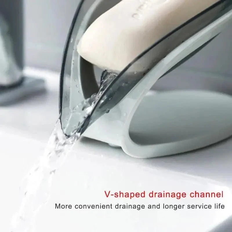 Leaf Shape Soap Box Creative Drain Soap Holder Bathroom Soap Holder Free Perforated Soap Dish For Bathroom Suction Cup Soap Dish Soap Dish with Draining Tray Soap Holder Saver for Shower Bathroom Keep Soap Bars Dry Clean