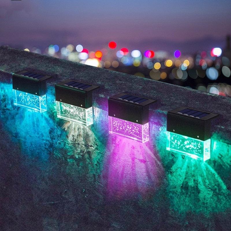 LED Solar Fence Light Outdoor Courtyard Home Garden Decoration Light RGB Waterproof Plywood Lights Decorative Table Lamp Cute Study Lamps for Bedroom Décor