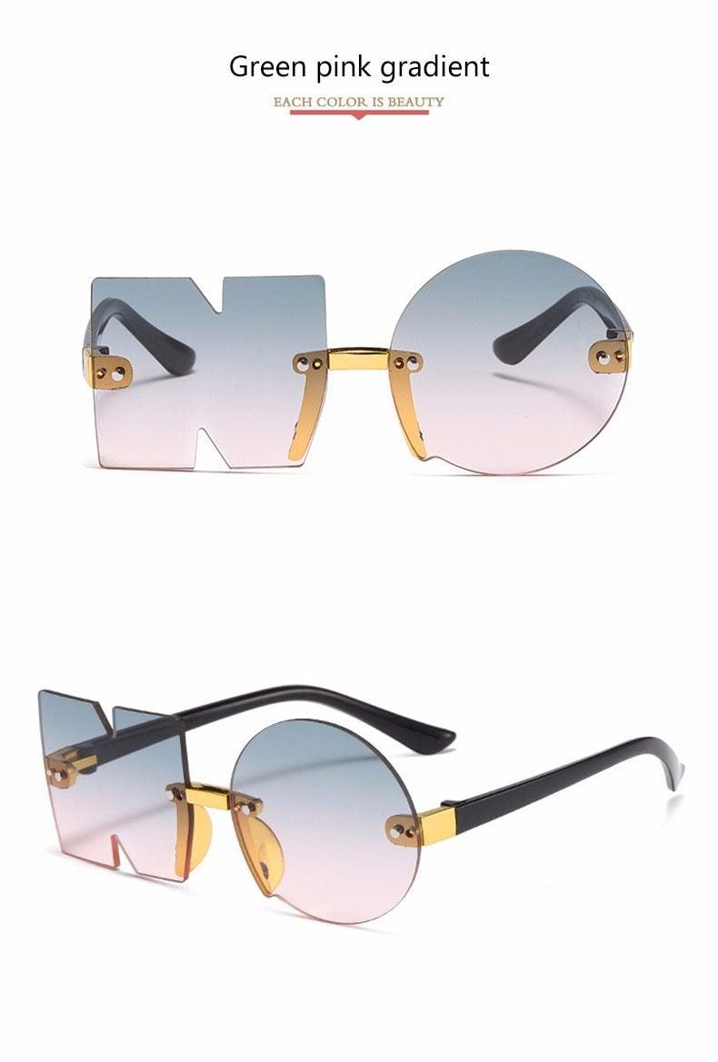 Letter NO Party Rimless Irregular Design Sunglasses For Men/Women Fashionable NO Sunglasses for Kids Oversize & Irregular Design Frameless Polygon Glasses For Children