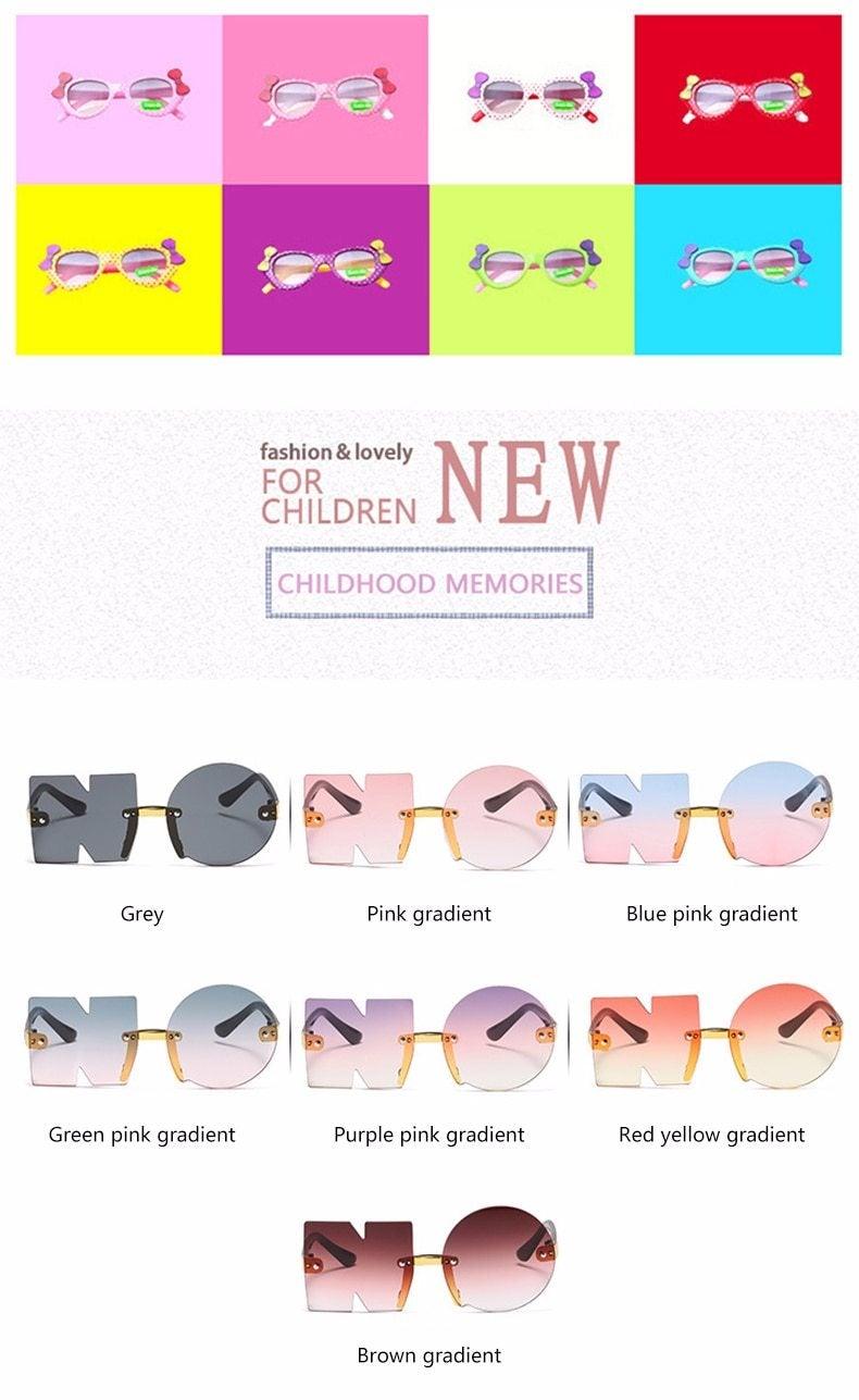 Letter NO Party Rimless Irregular Design Sunglasses For Men/Women Fashionable NO Sunglasses for Kids Oversize & Irregular Design Frameless Polygon Glasses For Children