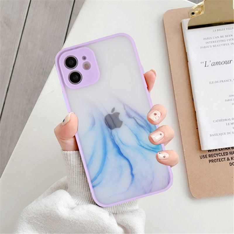 Marble Pattern Aesthetic Silicone Ultra Thin Scratch-Resistant Shockproof Mobile Phone Case For iPhone 11 Case Stylish Soft Camera Protective Cover For iPhone 12 Pro Max Mini XR XS Max X 7 8 Plus Case