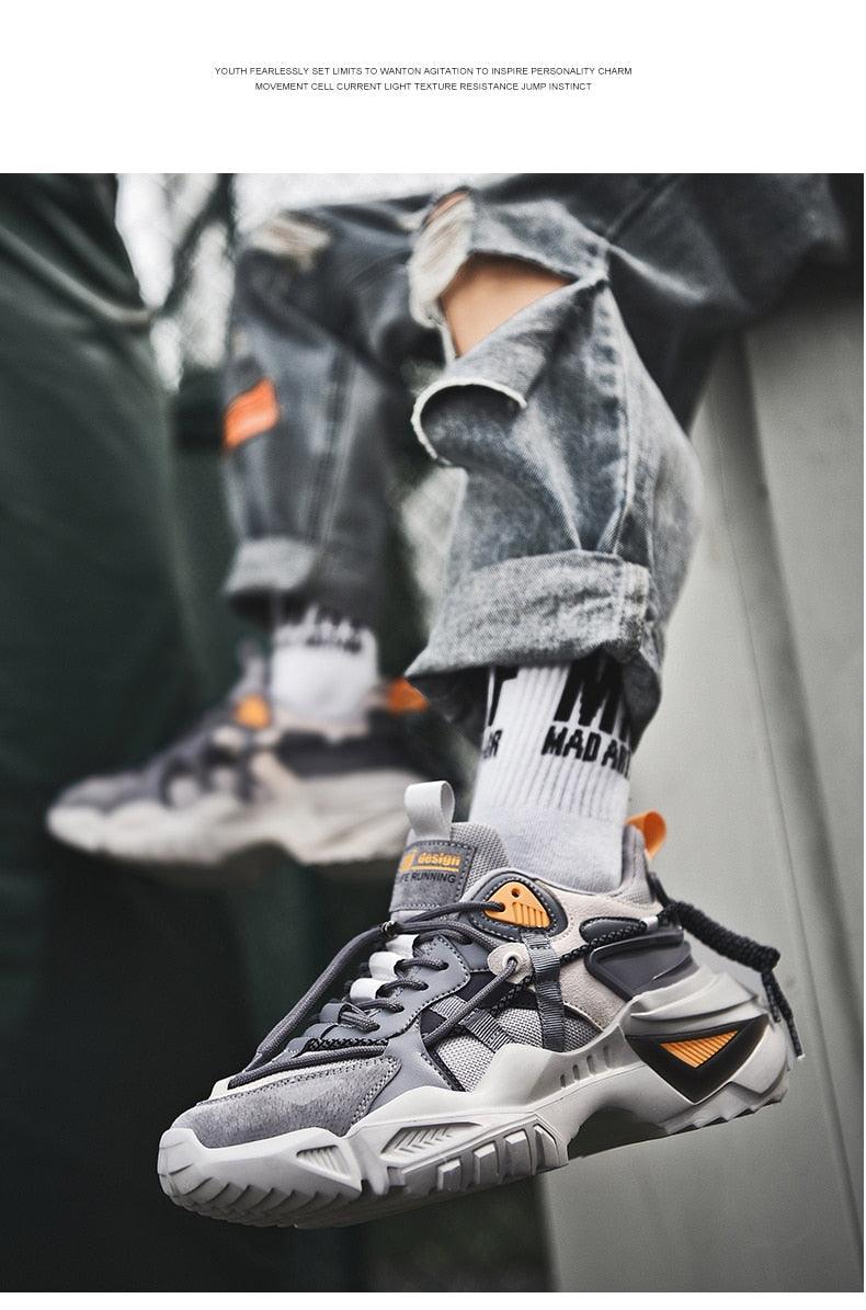 Mens Strong Casual Fashion Chunky Sneakers Height Increasing Spring Thick Sole Footwear Fashion High Quality Sneakers Slip on Walking Shoes High Top Casual Shoes For Men