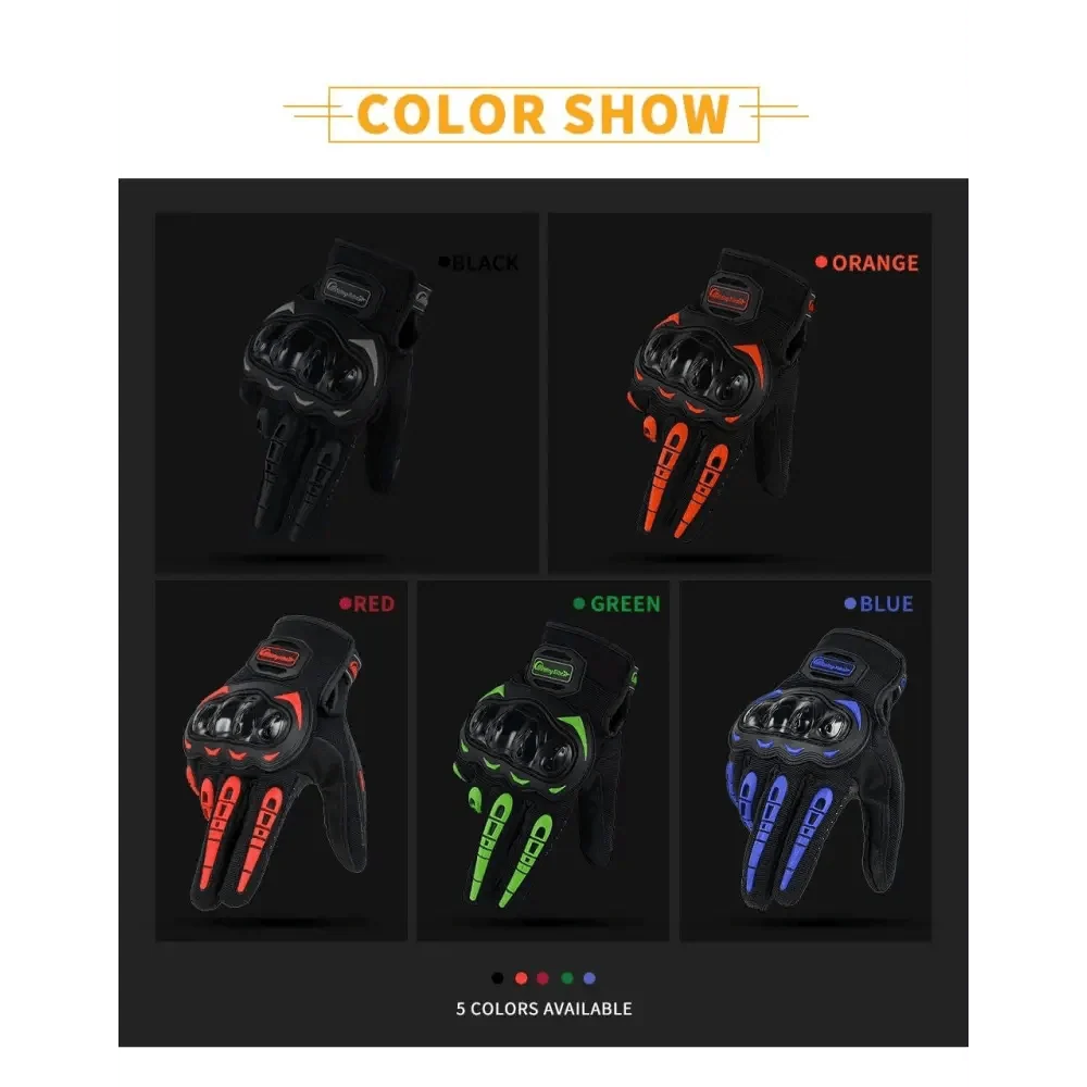 Motorcycle Breathable Glove Strong PVC Touch Screen Full Finger Motorbike Racing Riding Bicycle Summer Gloves
