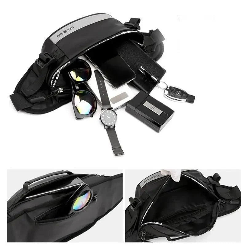 Multifunctional Outdoor Anti-Theft Waist Bag Men Fashionable Waterproof Fanny Pack Adjustable Belt Travel Bag