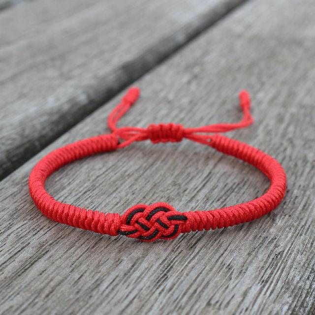 National Style Lucky Red String Bracelet Handmade Braided Knot Charm Bracelets For Women Men Red Bracelet Protection Red Cord Bracelet Adjustable Braided Knot Bracelet