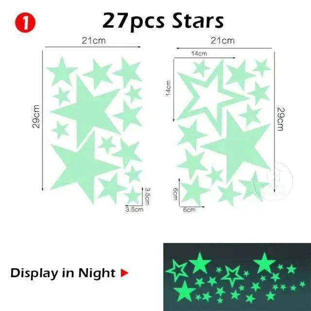 New Amazing Luminous Moon and Stars Wall Stickers for Kids Room Baby Nursery Home Decoration Wall Decals Glow in the Dark Bedroom Ceiling
