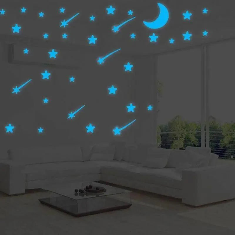 New Amazing Luminous Moon and Stars Wall Stickers for Kids Room Baby Nursery Home Decoration Wall Decals Glow in the Dark Bedroom Ceiling