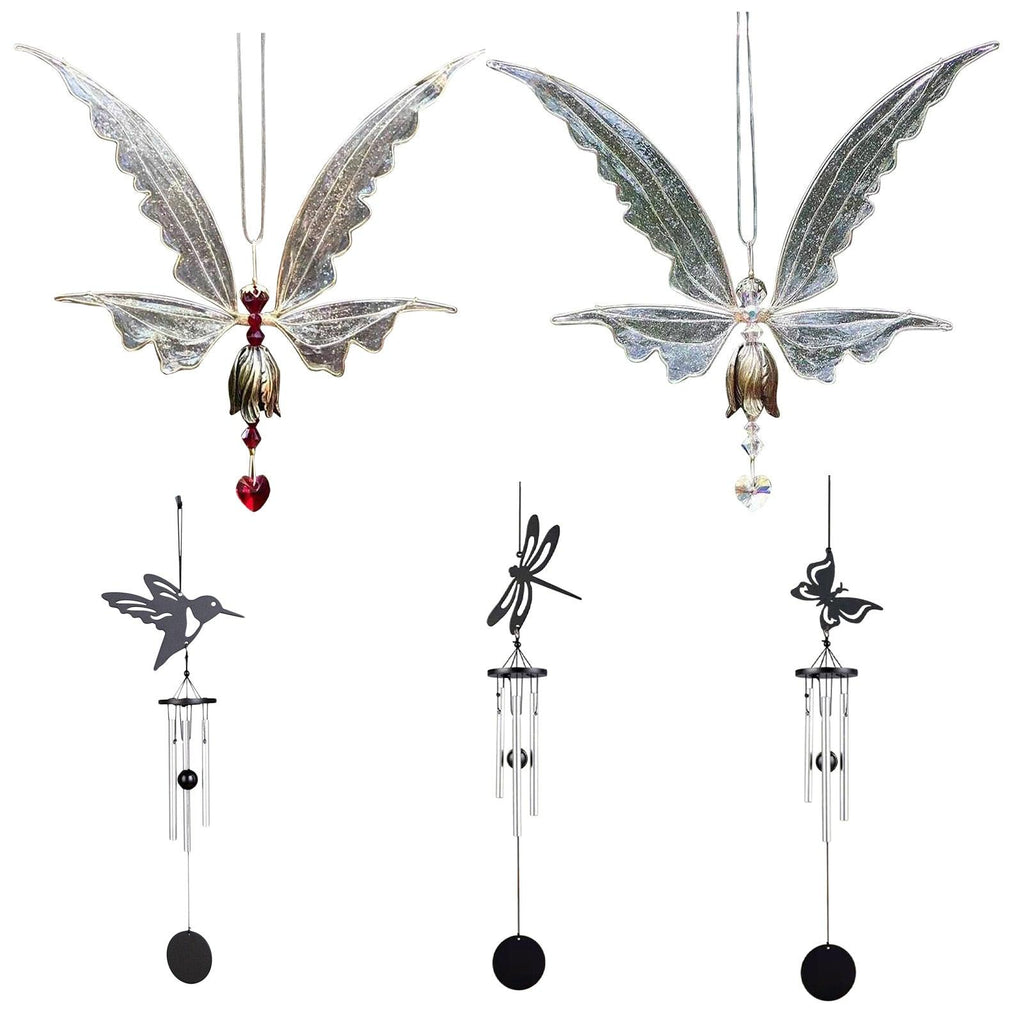 New Crystal Guardian Angel Wing Sun Catcher Angel Crystal Prism Pendant Sun Catcher Windows Outdoor Garden Hanging Decor Gifts Rainbow Collection With Crystal Wind Chimes For Home Garden Hanging Decoration