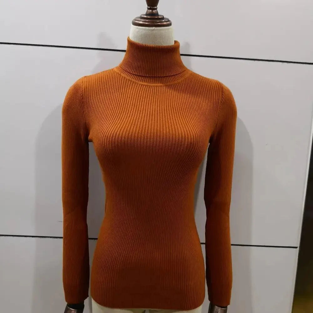 New Elegance Autumn/Winter Knitted Jumper Tops Turtleneck Pullovers Casual Sweaters Women Shirt Long Sleeve Tight Sweater Girls