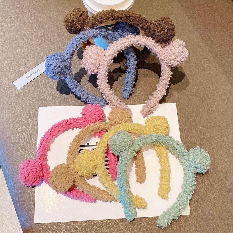 New Girls Cute Bear Ears Plush Simple Hairbands Kids Lovely Hair Ornament Headband Hair Hoops Children Fashion Gorgeous Hair Accessories For Women