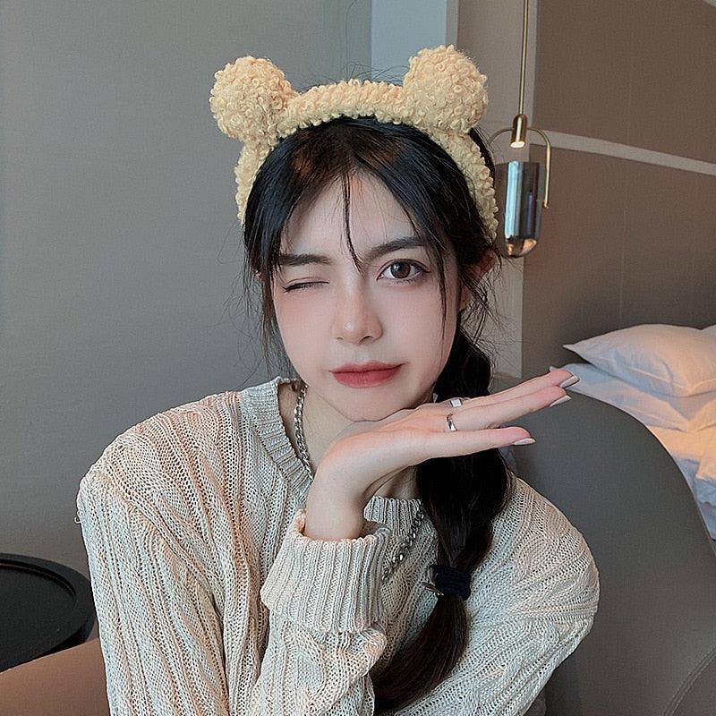 New Girls Cute Bear Ears Plush Simple Hairbands Kids Lovely Hair Ornament Headband Hair Hoops Children Fashion Gorgeous Hair Accessories For Women