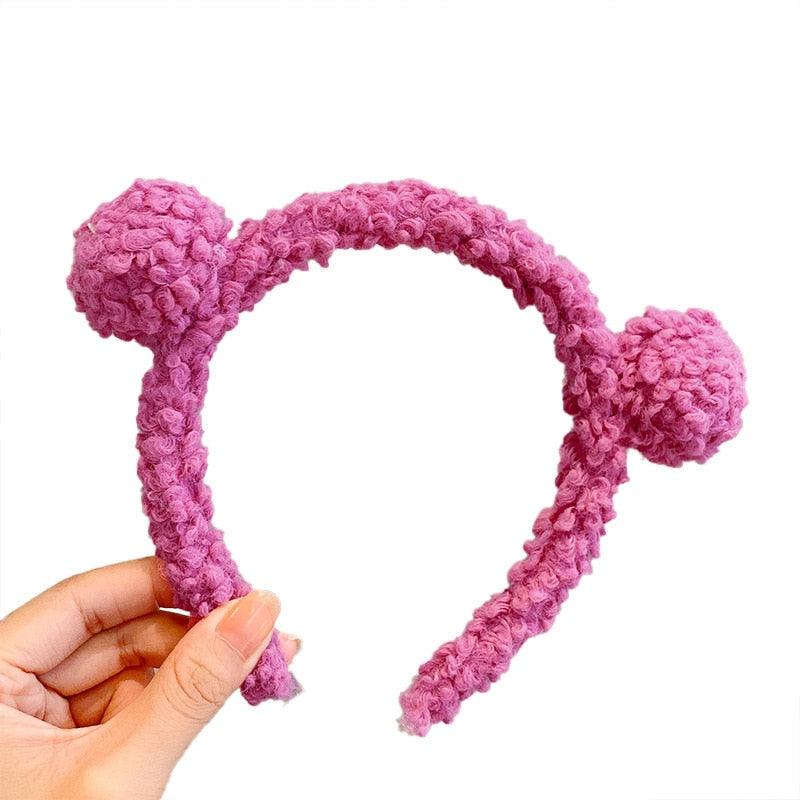 New Girls Cute Bear Ears Plush Simple Hairbands Kids Lovely Hair Ornament Headband Hair Hoops Children Fashion Gorgeous Hair Accessories For Women