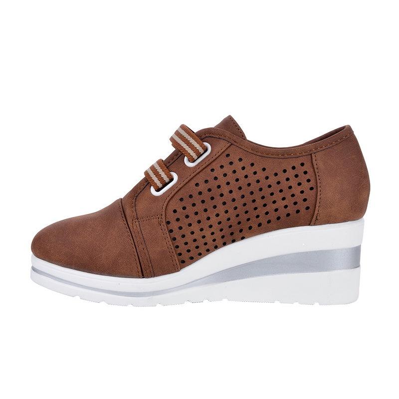 New High Heel Casual Womens Sneakers Breathable Height Increasing Shoes Air Cushion Comfortable Sneakers Women's Vulcanize Leather Shoes Luxury Walking Women Outdoor Shoes