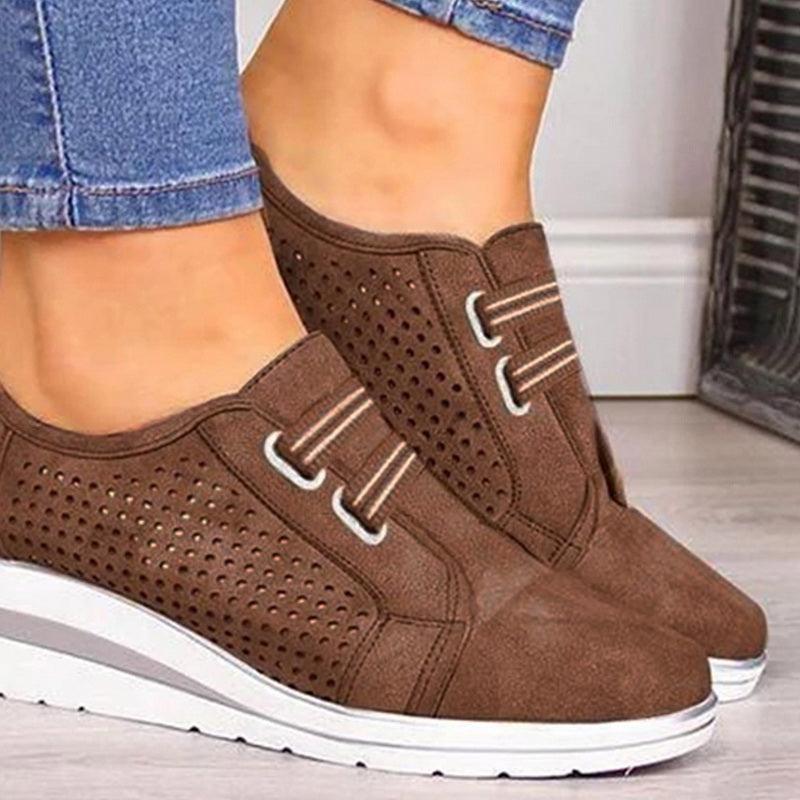 New High Heel Casual Womens Sneakers Breathable Height Increasing Shoes Air Cushion Comfortable Sneakers Women's Vulcanize Leather Shoes Luxury Walking Women Outdoor Shoes