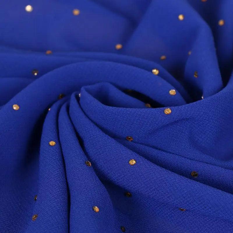 New Luxurious Gold Chiffon Head Scarf Solid Soft Long Muslim Scarves For Women Hijab Musulman Female Shawl and Wrap