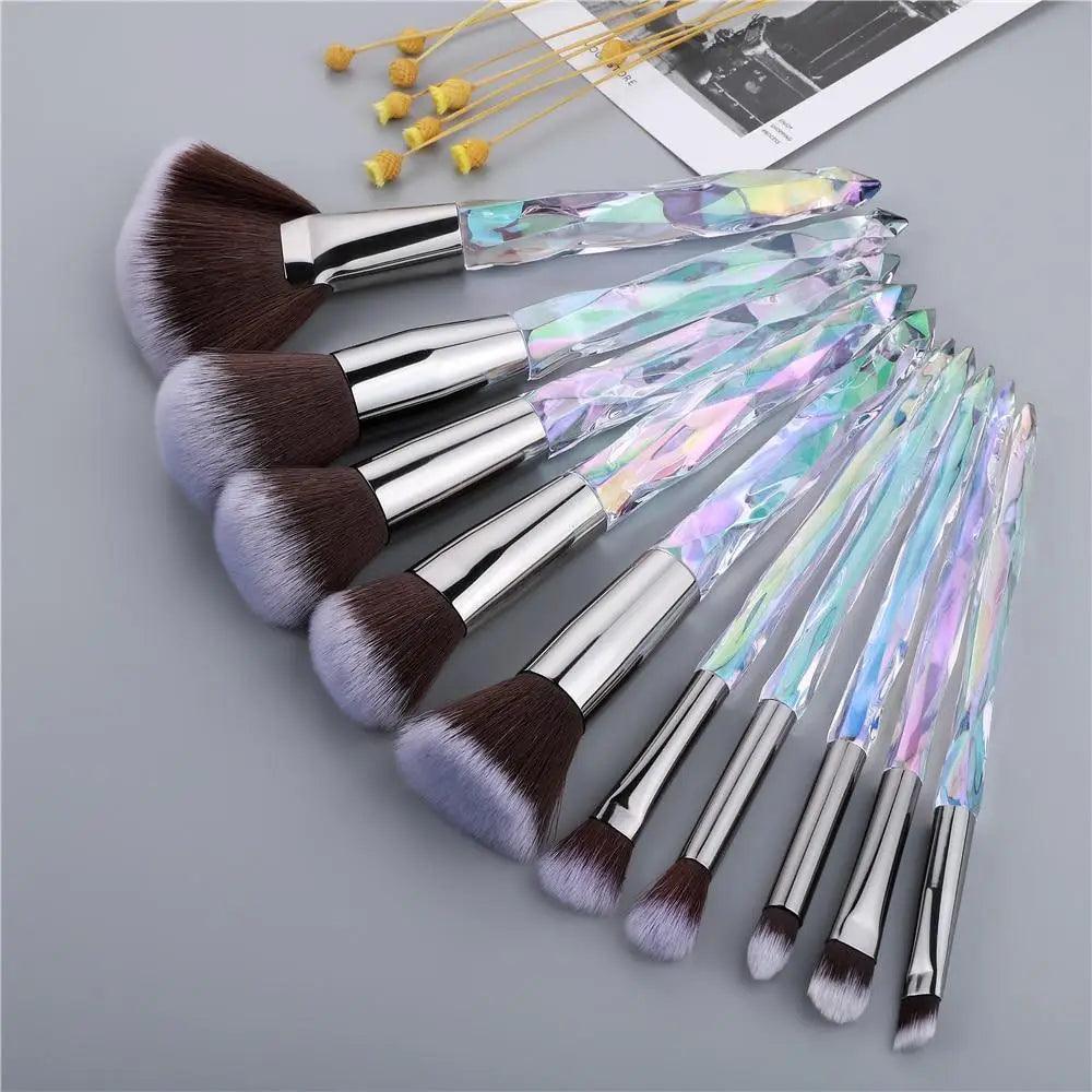 New Luxury Cosmic Color New Luxury Crystal Makeup Brushes Powder Foundation Eyeshadow Eyebrow Cosmetics for Face Fan Make Up Brush Set