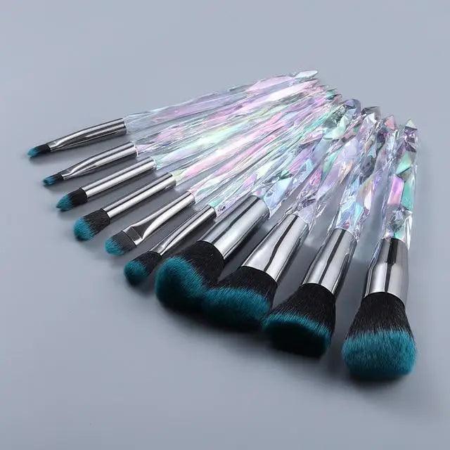 New Luxury Cosmic Color New Luxury Crystal Makeup Brushes Powder Foundation Eyeshadow Eyebrow Cosmetics for Face Fan Make Up Brush Set