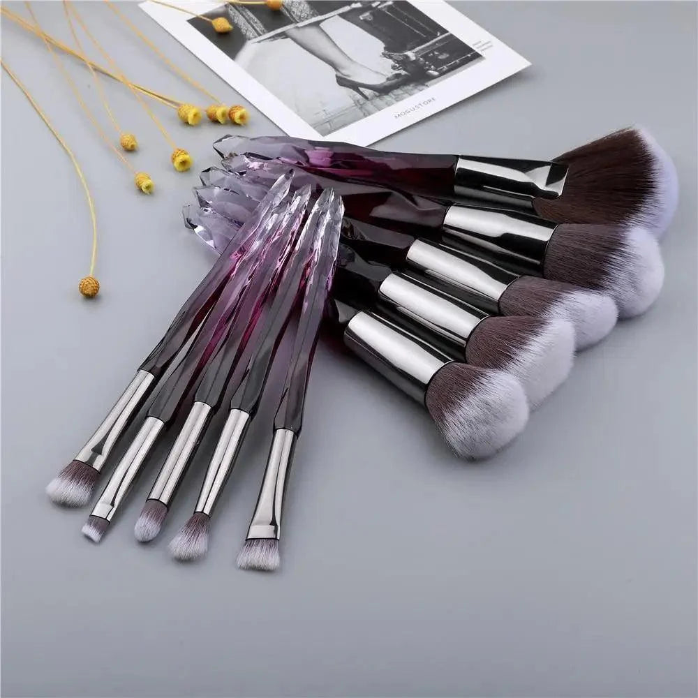 New Luxury Cosmic Color New Luxury Crystal Makeup Brushes Powder Foundation Eyeshadow Eyebrow Cosmetics for Face Fan Make Up Brush Set