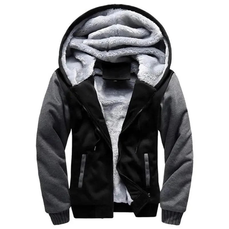 New Men Hoodies Winter Thick Warm Fleece Men Hoodies Coat Sportwear Male Streetwear Men Winter Warm Fleece Sweater Jacket Thick Padded Coat Hoodie
