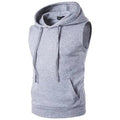 New Men's Solid Sleeveless Hoodie Sweatshirt Casual Loose Drawstring Tops with Pockets Autumn Winter Muscle Sleeveless Hoodies Gym Sport Bodybuilding Hoodie
