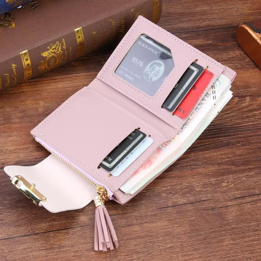 New Short PU Leather Clutch Bags Card Holder Wallet And  Small Coin Purse for Women And Girls