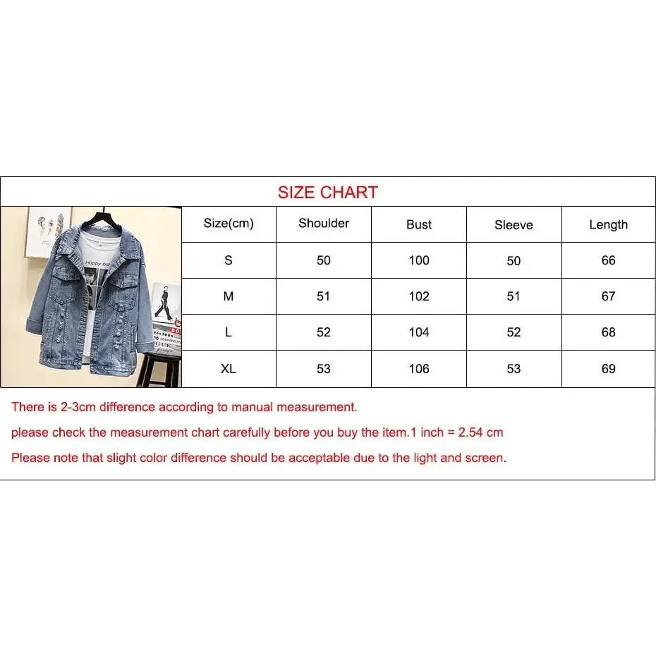 New Sizzling Women's Denim Jacket Fashionable Streetwear Letter Stylish Chic Printed Ripped Holes Jean Patchwork Jeans Female Coat