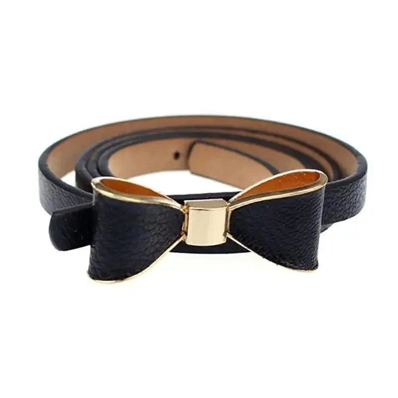 New Slim PU Leather Fashion Bow Waist Belt For Women Casual Dress Retro Design Women Waistband