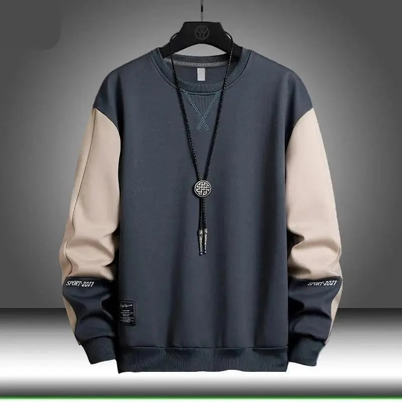 New Spring Man Sweatshirt Casual Hip Hop Streetwear Loose Hoodies Men's Patchwork Pullover Tops Male Men Sweatshirt Streetwear Loose Hoodies Solid Patchwork Pullover Tops