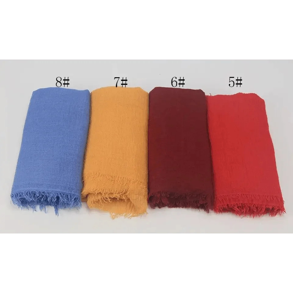 New Stylish Plain Scarf Women Muslim Crinkle Hijab Scarf Female Musulman Soft Cotton Headscarf Islamic Hijab Shawls And Wraps