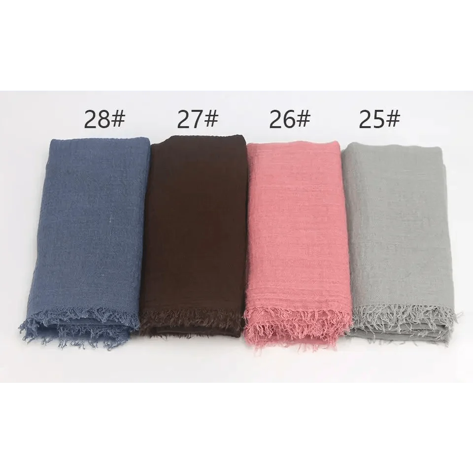 New Stylish Plain Scarf Women Muslim Crinkle Hijab Scarf Female Musulman Soft Cotton Headscarf Islamic Hijab Shawls And Wraps