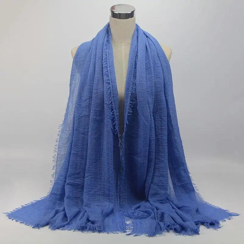 New Stylish Plain Scarf Women Muslim Crinkle Hijab Scarf Female Musulman Soft Cotton Headscarf Islamic Hijab Shawls And Wraps