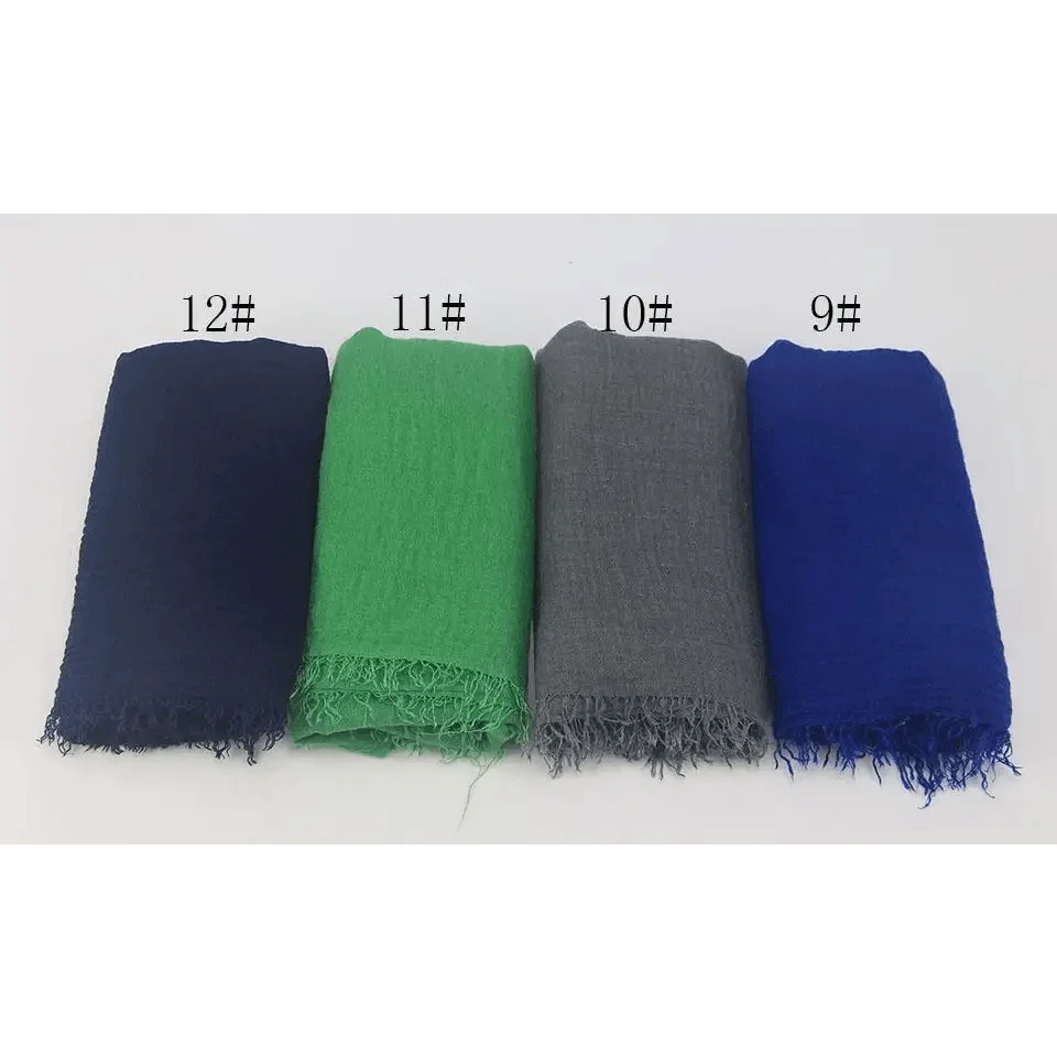 New Stylish Plain Scarf Women Muslim Crinkle Hijab Scarf Female Musulman Soft Cotton Headscarf Islamic Hijab Shawls And Wraps