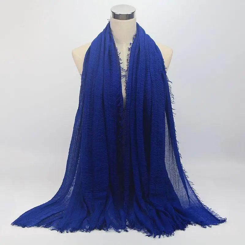 New Stylish Plain Scarf Women Muslim Crinkle Hijab Scarf Female Musulman Soft Cotton Headscarf Islamic Hijab Shawls And Wraps