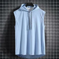 New Summer Men's Muscle Hoodie Vest Sleeveless Bodybuilding Gym Workout Fitness Shirt Summer Men's Running Vest Compression Tights Gym Tank Tops Quick Dry Sleeveless Sports Shirt Men Fitness Tanks