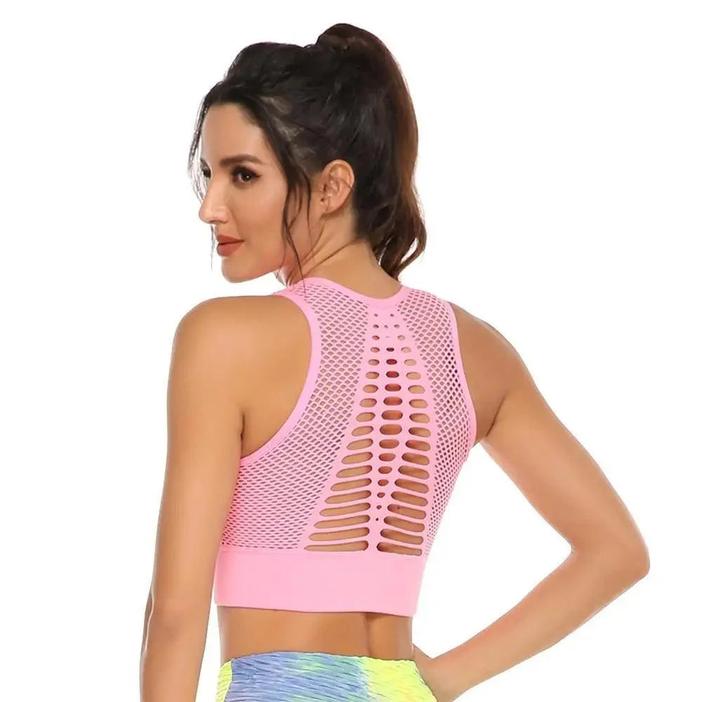 New Trendy Women's T-shirts Workout Sports Bra Yoga Vest Backless Solid Quick Dry Running Gym Sport bra Yoga Shirts