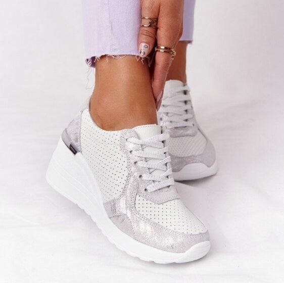 New Women Casual Shoes Height Increasing Sport Elegant Shoes Air Cushion Comfortable Sneakers Women's Vulcanize Shoes Sports Breathable Sneakers