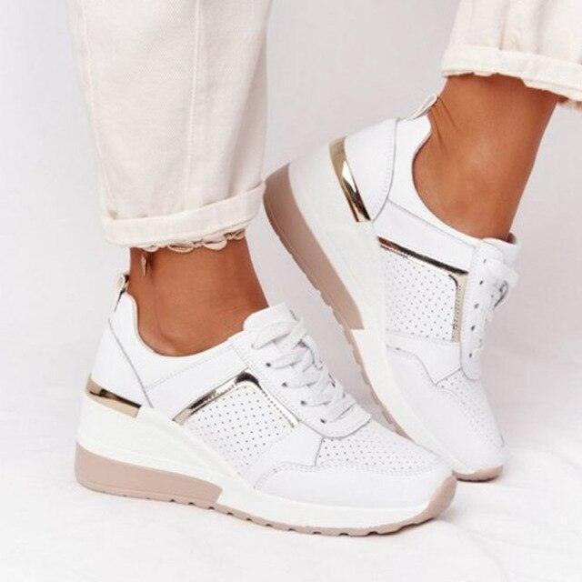 New Women Casual Shoes Height Increasing Sport Elegant Shoes Air Cushion Comfortable Sneakers Women's Vulcanize Shoes Sports Breathable Sneakers