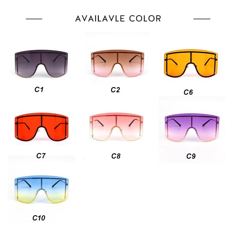 Oversized Women Blue & Yellow Gradient Sunglasses  Fashionable Rimless In Metal For Female New Shades Personality Eyewear