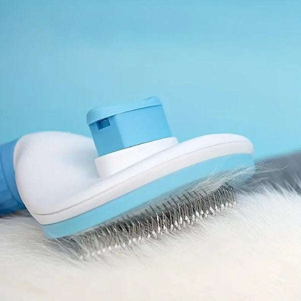 Pet Pretty Cat and Dog Grooming Brush with Rubber Handle and Easy-Clean Button
