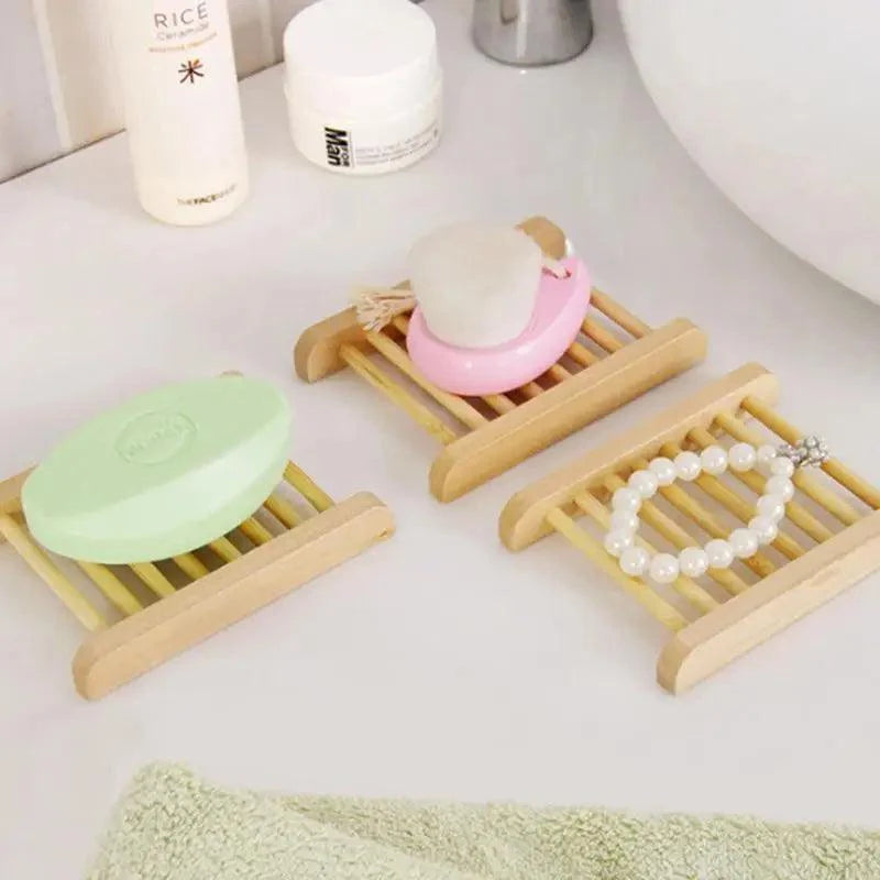 Portable Soap Dishes Natural Wood Soap Tray Holder Dish Storage Bath Shower Plate Home Bathroom Wash Soap Holder Home Bamboo Wood Soap Holder Bathroom Wooden Soap Case Hand Craft Bathtub Shower Dish Accessories