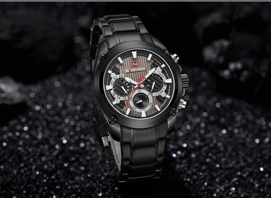 Men's  Waterproof Stainless Steel Watch With Chronometers Business Style Wristwatch Unique Design Perfect Gift