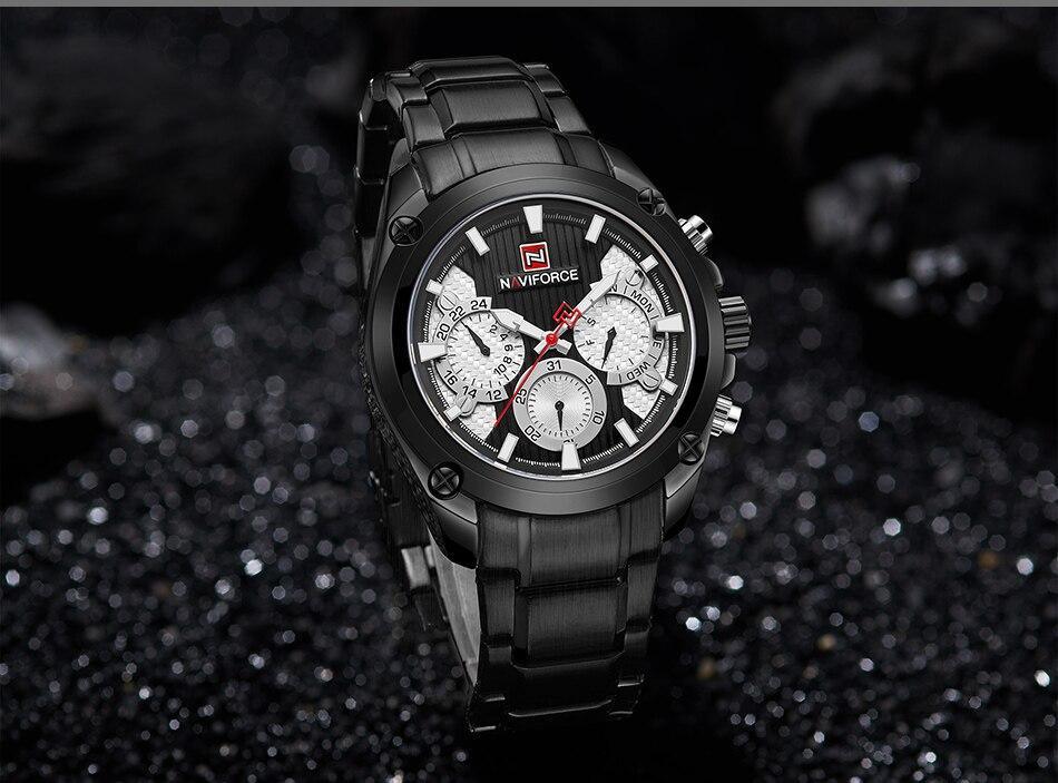 Men's  Waterproof Stainless Steel Watch With Chronometers Business Style Wristwatch Unique Design Perfect Gift
