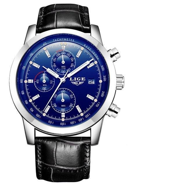 Men's  Waterproof Watch With Chronometers Date Display And Fluorescent Pointers Excellent Look Perfect Gift