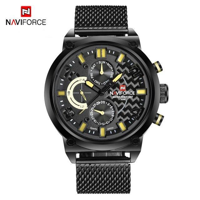 Men's Multifunction Analog Quartz Watches Waterproof Wrist Watch With Stainless Steel Mesh Band Excellent Design Perfect Gift