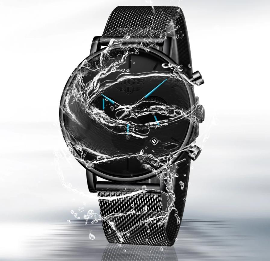 Men's Elegant Waterproof  Watch With Chronometers And Color Hands Unique Design Excellent Look