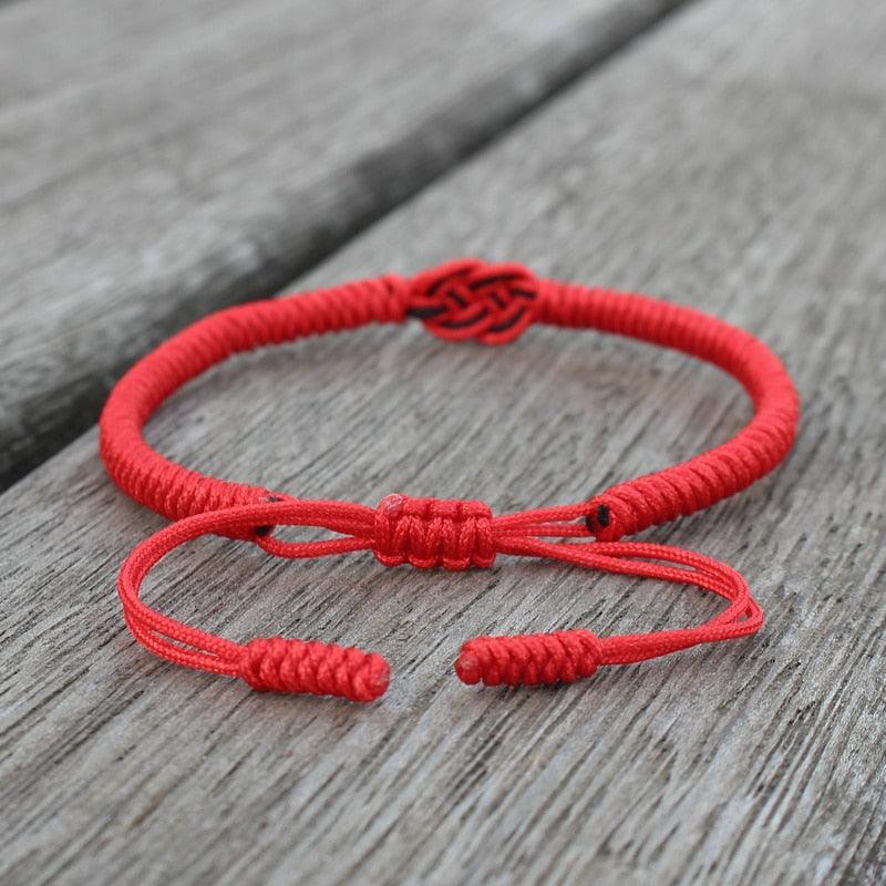 National Style Lucky Red String Bracelet Handmade Braided Knot Charm Bracelets For Women Men Red Bracelet Protection Red Cord Bracelet Adjustable Braided Knot Bracelet