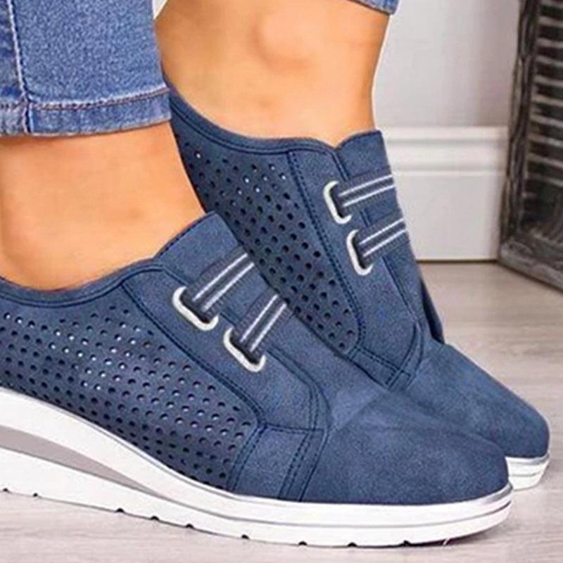 New High Heel Casual Womens Sneakers Breathable Height Increasing Shoes Air Cushion Comfortable Sneakers Women's Vulcanize Leather Shoes Luxury Walking Women Outdoor Shoes
